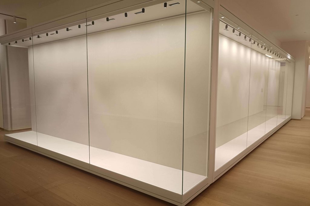 museum display case metal frame