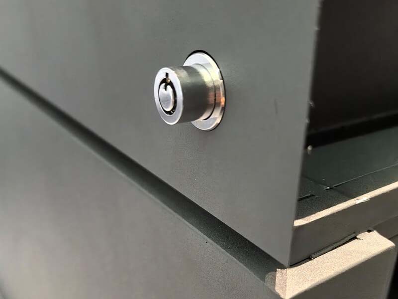 Museum display case hidden lock